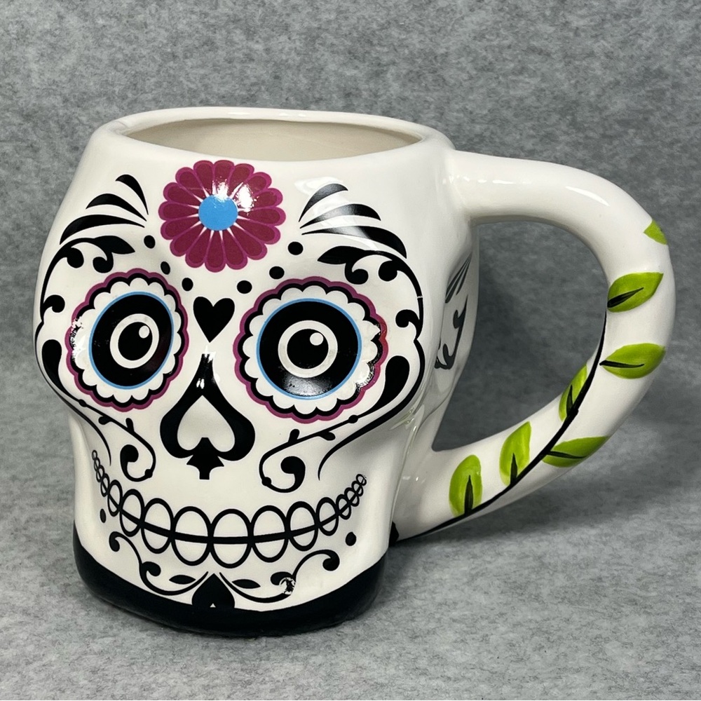 Day of the Dead Skull Coffee‎ Mug by Boston Warehouse 16oz Sugar Skull Halloween